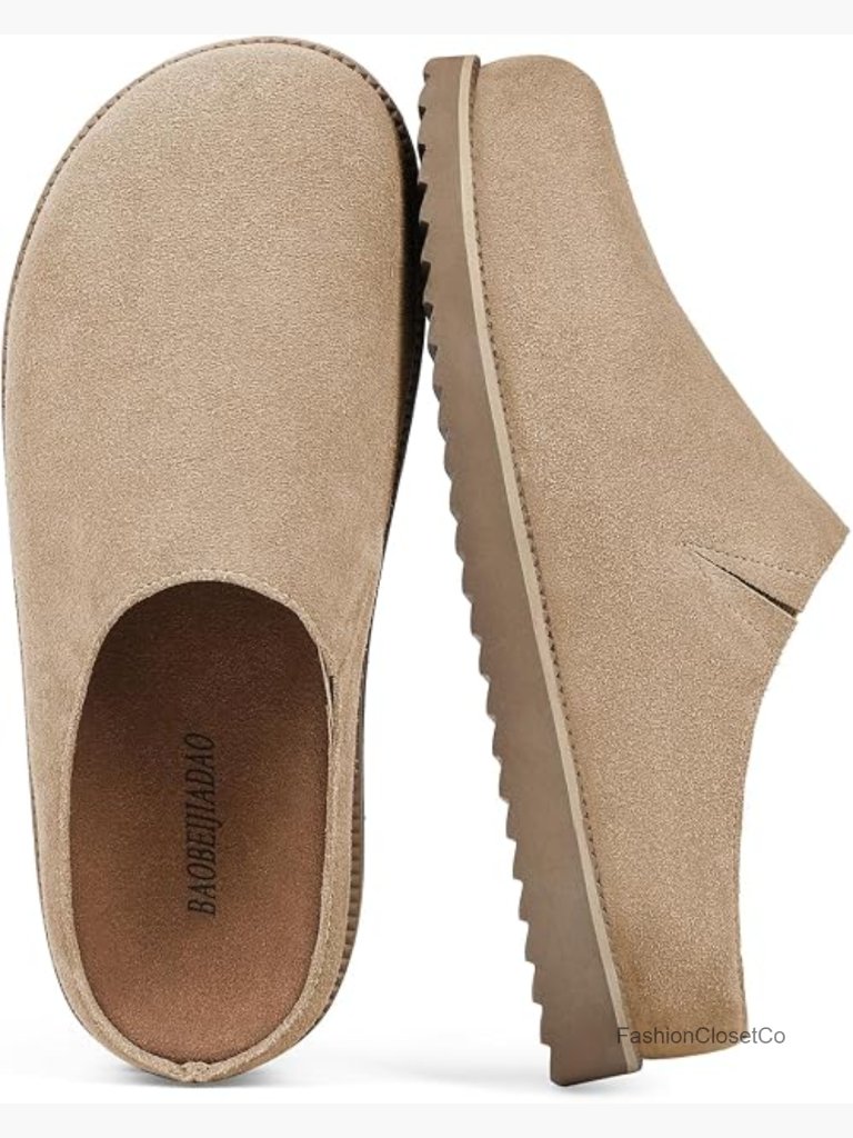 Genuine Suede Leather Clogs Platform Arch Support Mules Slip On Shoes